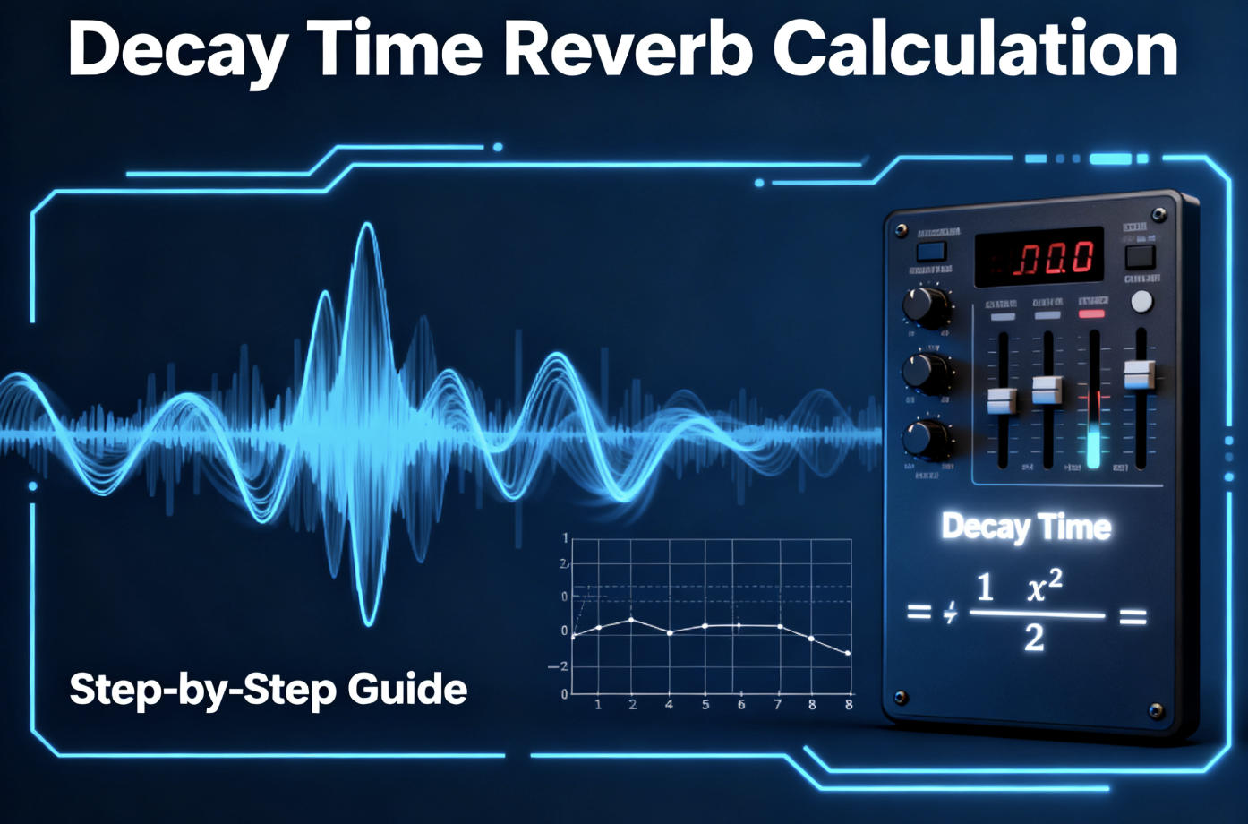 RT60 decay time visualization showing how sound waves decrease by 60dB over time