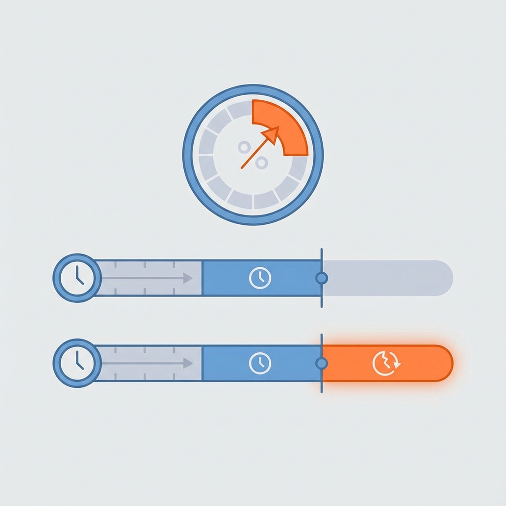 Percent Delay Calculator Illustration showing a timeline with a delay segment